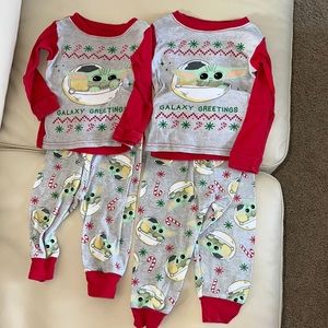 Baby Yoda Christmas pajamas 2T and 12 month